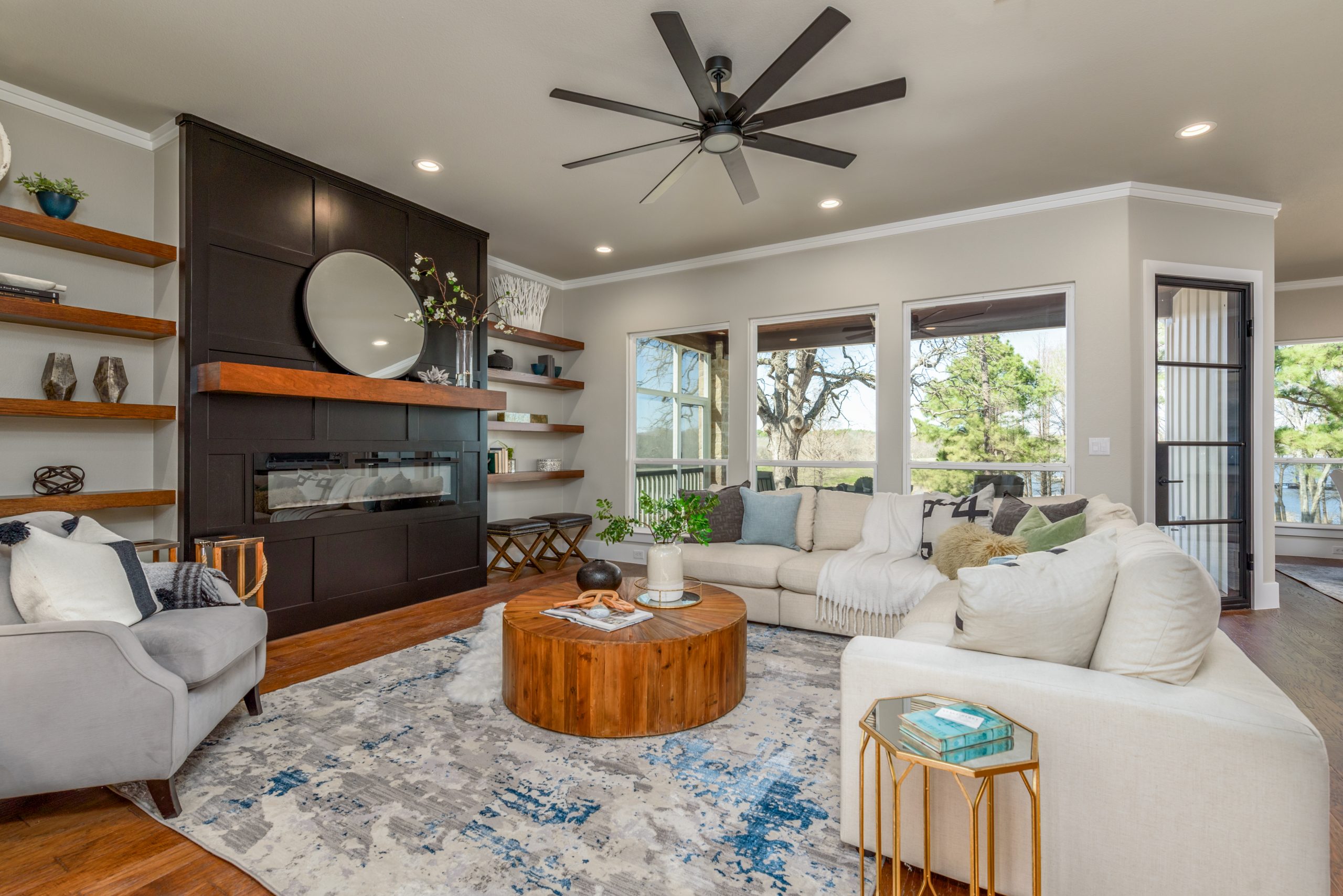 Living room designed for custom home